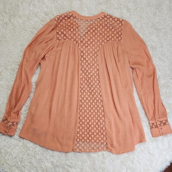 Free People OB495809 The Best Blouse Long Sleeve Button-down Top In Peach - Picture 5 of 11